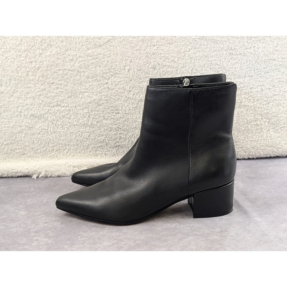 Marc Fisher LTD Black Leather Pointed Toe Block Heel Ankle Boots Womens 7.5‎ M